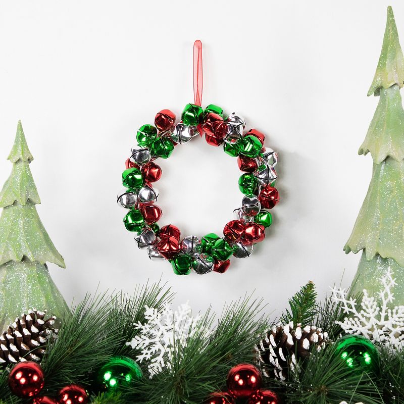 Northlight Jingle Bell Christmas Wreath - 9" - Red, Silver, Green, 2 of 5