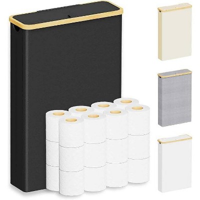 Toilet Paper Organizer with Lid, Holds 24 Regular Rolls or 18 Mega Rolls, Slim Bathroom Organizer
