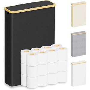 Toilet Paper Organizer with Lid, Holds 24 Regular Rolls or 18 Mega Rolls, Slim Bathroom Organizer - 1 of 4