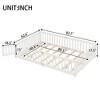 Hrinhom Queen Size Bed Floor Bed with Safety Guardrails and Door for Kids-White - 4 of 4