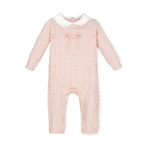 Hope & Henry Baby Cable Romper with Peter Pan Collar - 1 of 4