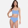 Anna-Kaci Swim Women's Ribbed Bikini Set with Scoop Neck Bralette and High Cut Bottoms - 2 of 4