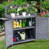 Garden Potting Bench Table, Outdoor Garden Horticultural Wooden Storage Cabinet, Solid Wood Planting Work Bench with Open Top, Metal Tabletop - 3 of 4