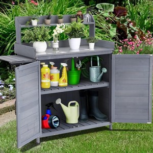 TackView Outdoor Storage Cabinet & Potting Bench Table with Metal Top - 1 of 4