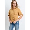 Slickblue Women's Button Down Top, Short Sleeve Tie Shirt, Classic Collar Style, S, Mustard - 2 of 4