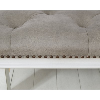 Whitewash Square Tufted Cocktail Ottoman with Lower Shelf