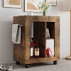 LunaLulinlk Mid-century modern style movable side cabinet, household brown trolley storage locker and shelf for living room, Kitchen - 4 of 4