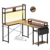 Aheaplus L Shaped Desk with Charging Staion and LED Light, Corner Computer Desk with Hutch and Monitor Stand - 2 of 4