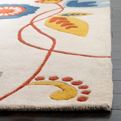 Handmade Beige and Multicolor Wool and Viscose Tufted Accent Rug