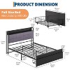 Full Bed Frame with Storage Drawers and Charging Station, Grey Upholstered Headboard Bed with 2-Tier Storage Shelf, Black Metal Platform Bed Frame - 2 of 4