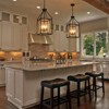 LLHZSY Farmhouse Dimmable Lantern Glass Drum Chandelier for Kitchen Island Foyer - W 11 3/5" - 4 of 4