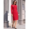 INSPIRE CHIC Women's Work Long Sleeve Asymmetrical Neck Business Cocktail Bodycon Midi Dresses - 3 of 4