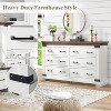 AMERLIFE Farmhouse 6-Drawer Dresser Chests for Bedroom, Wood Large Chest of Drawers, Antique White - 4 of 4