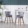 Roundhill Furniture Leland Fabric Upholstered Counter Height Wingback Stools, Gray, Set of 2 - 2 of 4