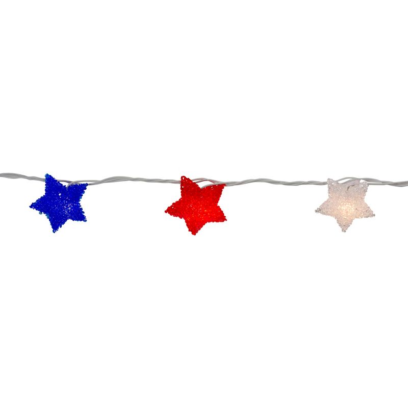 Northlight 10ct Patriotic 4th of July Star Shaped Outdoor String Lights - 6' White Wire, 4 of 8