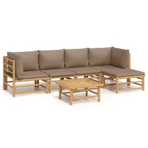 vidaXL Garden Lounge Set Taupe Bamboo 6-piece set Modular - 1 of 4
