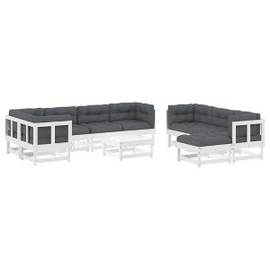 vidaXL Patio Lounge Set with Cushions Outdoor Conversation Set Solid Wood - White Pine - 1 of 4