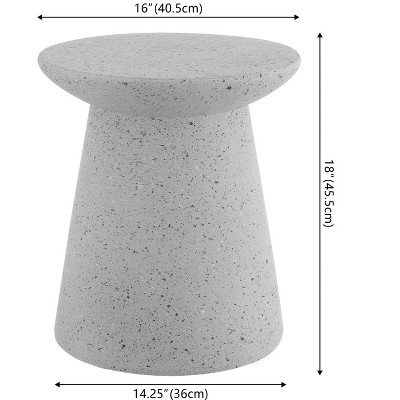 Hollie 18" Gray Terrazzo Minimalist Drum Accent Table