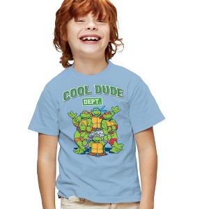 Teenage Mutant Ninja Turtles Cool Dude Department Kids T Shirt For Youth, Light Blue - 1 of 4