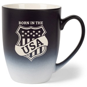 100 North United States of America 10 Ounce Black and White Two Toned Ombre, Comfortably Fits Your Hands, Ceramic Tea Coffee Cup Mug, Born In The USA - 1 of 1