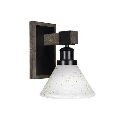 Toltec Lighting Tacoma 1 - Light Sconce in  Black/Painted Wood with 7" Gold Ice Shade