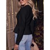Women Long Sleeve Cardigan Round Neck Button Front Ruffle Hem Knit Top - 2 of 3