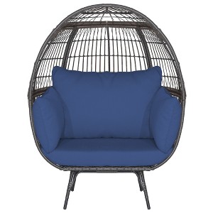 Tangkula Patio Rattan Wicker Lounge Chair Oversized Outdoor Metal Frame Egg Chair w/ 4 Cushions - 1 of 4