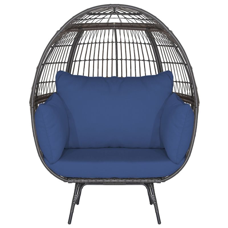 Tangkula Patio Rattan Wicker Lounge Chair Oversized Outdoor Metal Frame Egg Chair w/ 4 Cushions, 1 of 10