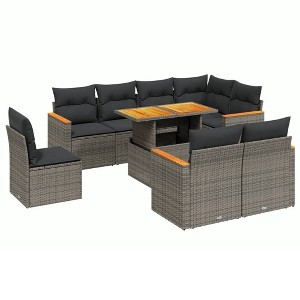 vidaXL Garden Sofa Set Grey PE rattan Large Adjustable Feet - 1 of 4