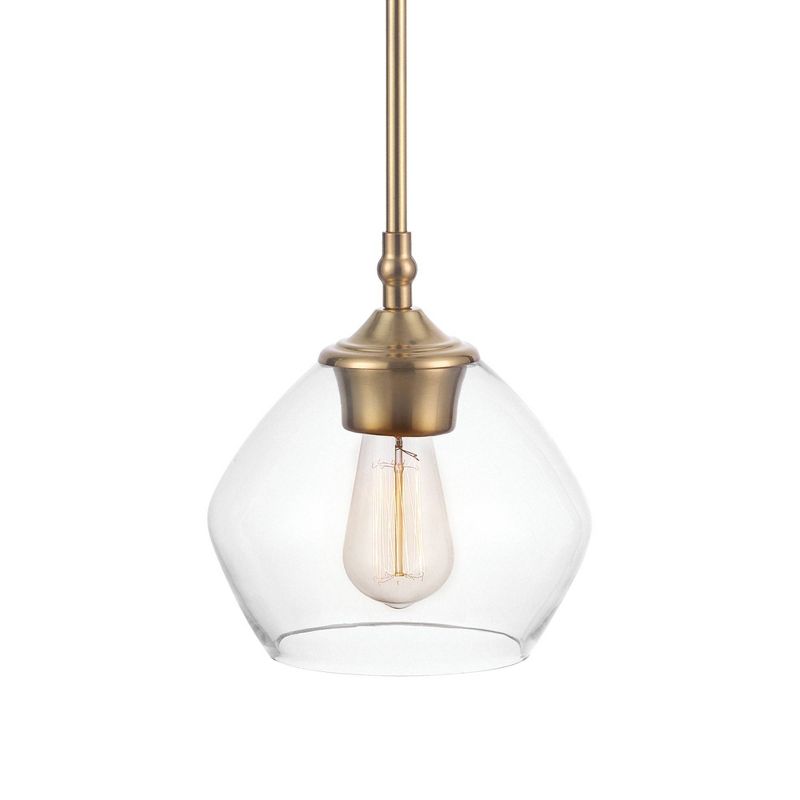 Harrow 1-Light Matte Brass Pendant Lighting with Clear Glass Shade - Globe Electric, 6 of 10