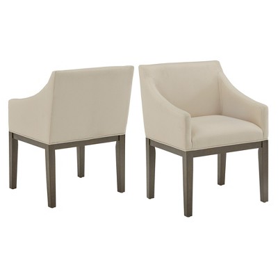 Inspire Q 2pk Bodo Slope Arm Dining Chairs Beige Linen