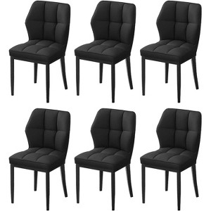 Bekrvio Mid Century Modern Dining Chairs, Upholstered Leather Armless Chairs with Checkered Pattern Back, for Kitchen & Dining Room - 1 of 4