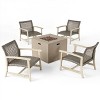 Christopher Knight Home Augusta Outdoor Acacia Wood and Wicker 5 Piece Club Chair and Fire Pit Set - 2 of 4