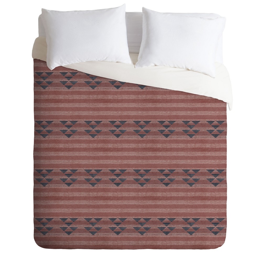 Photos - Bed Linen King Holli Zollinger Geometric Stripe Duvet Set Red - Deny Designs: 300 Th