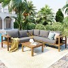 ELJGET 4 Piece Patio Furniture Set, Outdoor L-Shaped Sectional Sofa Set with Coffee Table, for Garden, Poolside and Backyard - 2 of 4