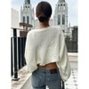 Womens Seamless Open Front Cropped Sweater Ribbed Knit Cardigan with Long Sleeve Lantern Sleeve Chunky Sweater Womens Fall Outfits - 2 of 3