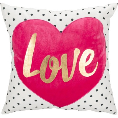 Pure Love Pillow - White/Pink - 16" x 16" - Safavieh