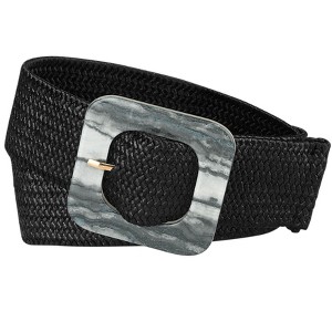 INSPIRE CHIC Women's Stretchy Dress Square Buckle Adjustable Wide Braided Waist Belts - 1 of 4