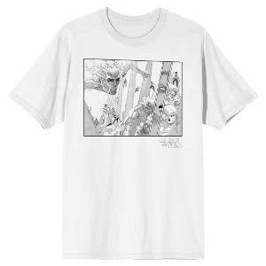 Attack on Titan Art Drawing Titans Attacking Men's White Short Sleeve Tee - 1 of 3
