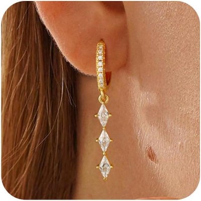 Dangle Earrings for Women 14K Gold Plated Dangly Dangling Earrings Dainty Trendy Drop Hypoallergenic Square