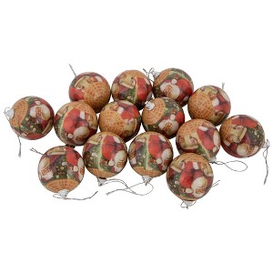 Northlight Santa Decoupage Christmas Ball Ornaments - 2.25" (60mm) - 14pc - 1 of 4