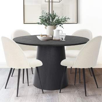 Rhon Modern Dining Chairs Set of 4 with Black Metal Base, Armless Kitchen Chairs with Upholstered Bouclé Fabric-The Pop Maison