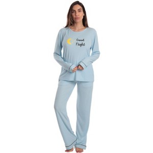 Just Love Women’s Cotton Pajama Set – Long Sleeve Top & Sleep Pants with Pockets – Soft Jersey Knit - 1 of 3