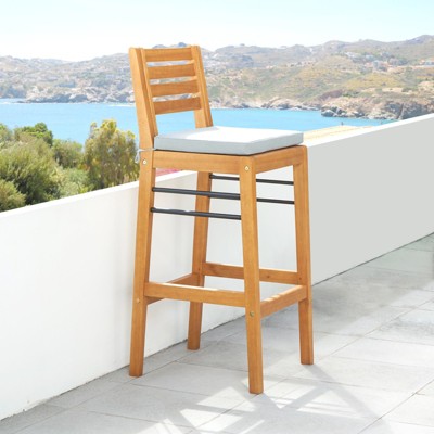 Solhome Carlton Honey Patio Wood Counter-Height Bar Chair