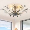 JONATHAN Y JONATHAN Y 26" 4-Light Elisana Contemporary Bohemian Iron/Acrylic LED Semi Flush Mount Silver Gray/Clear : Crystals - 4 of 4