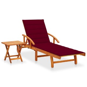vidaXL Patio Sun Lounger with Table and Cushion Solid Wood Acacia - 1 of 4