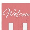 HomeRoots 36" Pink And White Solid Wood Tropical Floral Welcome Home Porch Sign - 4 of 4