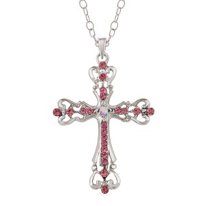 Alilang Vintage-Inspired Gothic Cross Pendant Necklace with Black Crystal Accents - 1 of 4