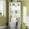 Over The Toilet Storage Cabinet - 67.4" h Farmhouse Bathroom Organizers and Storage with Adjustable Shelf and Glass Door, Adjustable Layout - 2 of 4