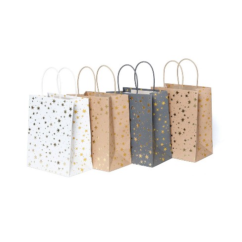 4pk Cub Gift Bags Foil Star Gold - Spritz™